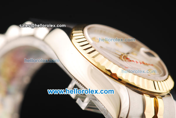 Rolex Datejust Oyster Perpetual Automatic Movement White Dial with Diamond Markers and Two Tone Strap-Lady Model - Click Image to Close